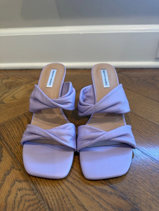 Saks Fifth Avenue Shoes - Saks Fifth Avenue Lavender Twisted Double-Strap Slide Sandals